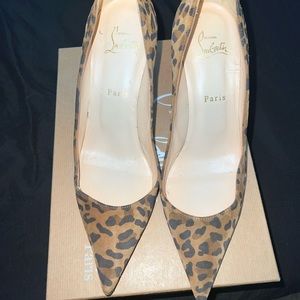 Christian Louboutin Clare 80 Veau Velours Rio 38.5- Leopard Suede